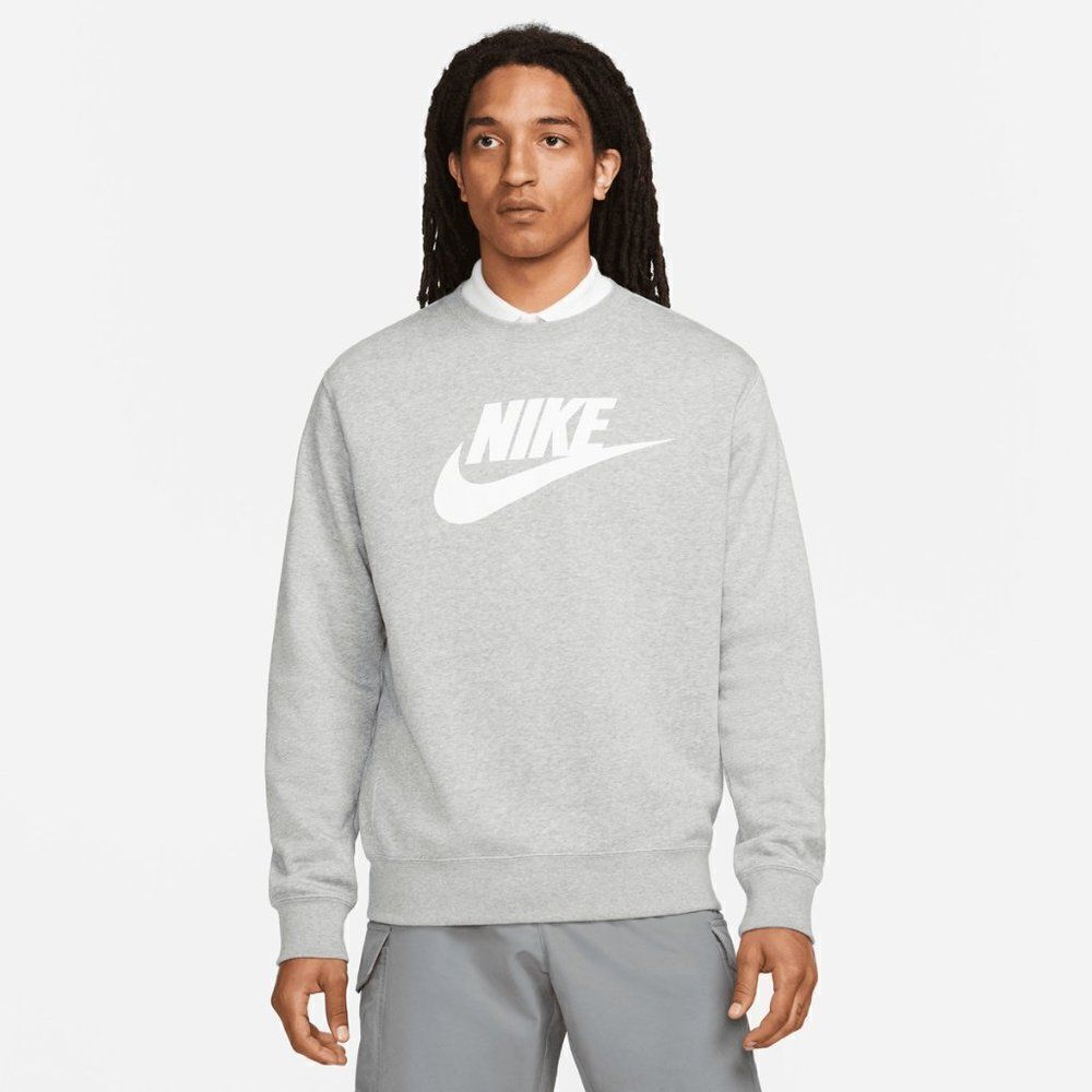Nike Gray Sportswear Club Fleece Crew-Neck Sweatshirt For Men's Size XS - Picture 5 of 8